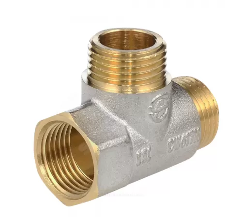 Тройник латунь никель Ду 15 (1/2") ВР/НР/НР Aquasfera 9035-01