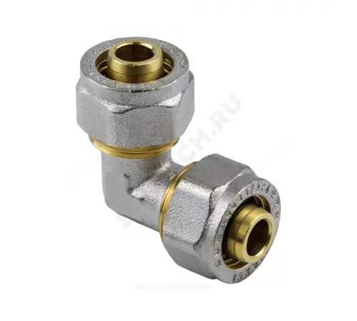 Угольник МП латунь никель обжим Дн 32х90гр ГОСТ 32415-2013 7005 Aquasfera 7005-04