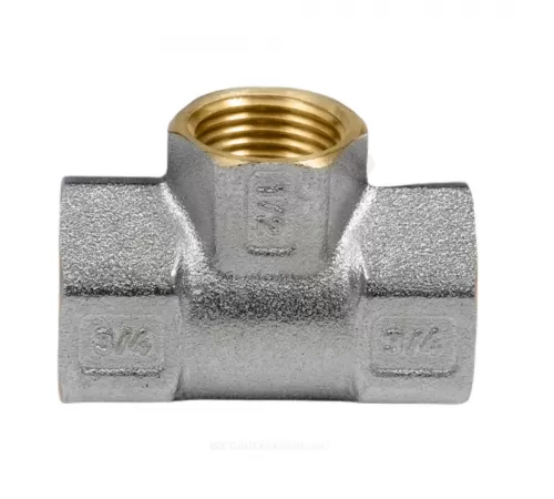 Тройник латунь никель переходной Ду 25х20х25 (1"х3/4"х1") ВР/ВР 9008 ГОСТ 32585-2013 Aquasfera 9008-03