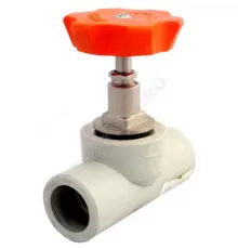 Клапан (вентиль) PP-R запорный серый Дн 20х90гр внутренняя пайка VALFEX 10146020Г
