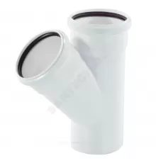 Тройник PP-H переходной бесшумный белый RAUPIANO PLUS Дн 110х50х45гр б/нап в/к Rehau 11213041001