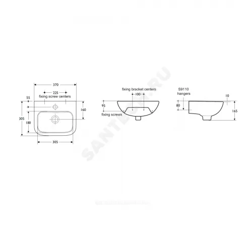 Умывальник подвесной CONTOUR 37 1 отверстие под смеситель по центру Ideal Standard S212201 Умывальник подвесной CONTOUR 37 1 отверстие под смеситель по центру Ideal Standard S212201
