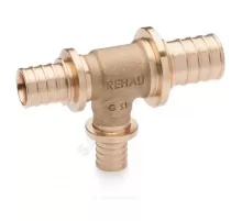 Тройник для PE-X труб аксиальный бронза Дн 32х25х25 переходной RAUTITAN PLATINUM RX Rehau 13777461001