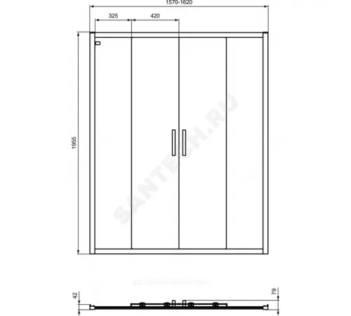 Дверь душевая CONNECT 2 Sliding door 1600х1950 мм Ideal Standard K968801 Дверь душевая CONNECT 2 Sliding door 1600х1950 мм Ideal Standard K968801