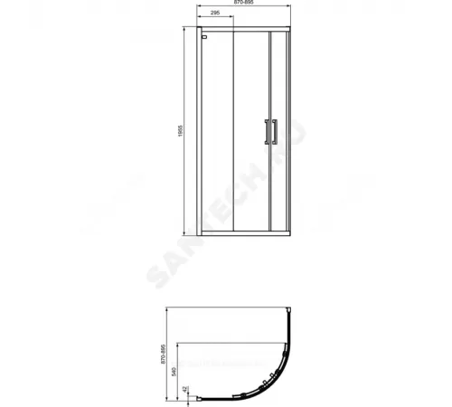 Ограждение душевое CONNECT 2 Corner Quadrant 900х900х1950 мм без поддона угловая-асимметричная прозрачное стекло Ideal Standard K9251V3 Ограждение душевое CONNECT 2 Corner Quadrant 900х900х1950 мм без поддона угловая-асимметричная прозрачное стекло Ideal Standard K9251V3