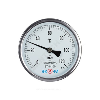 Термометр биметаллический осевой Дк100 L=40мм 120С БТ-1-100 ЭКОМЕРА