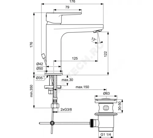 Промо-комплект для ванны с душем CERATHERM T100 Ideal Standard BC985AA Промо-комплект для ванны с душем CERATHERM T100 Ideal Standard BC985AA