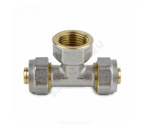Тройник МП латунь никель обжим Дн 16х1/2"х16 ВР ГОСТ 32415-2013 7013 Aquasfera 7013-01
