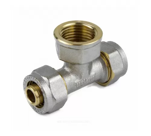 Тройник МП латунь никель обжим Дн 16х1/2"х16 ВР ГОСТ 32415-2013 7013 Aquasfera 7013-01