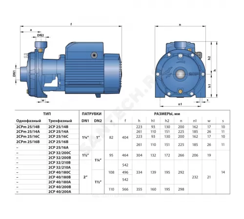 Насос центробежный 2 CP 32/210 A Pedrollo 452CT353AE