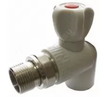 Кран шаровой PP-R серый Дн 20х1/2" НР угловой для радиатора RTP (РосТурПласт) 27828