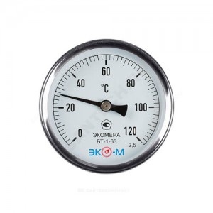 Термометр биметаллический осевой Дк63 L=100мм 120С БТ-1-63 ЭКОМЕРА