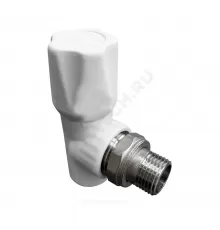 Клапан (вентиль) PP-R запорный белый Дн 20х1/2" Ру25 НР угловой для радиатора VALFEX 1014720012