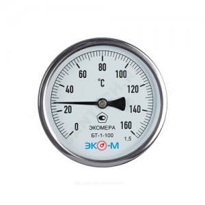 Термометр биметаллический осевой Дк100 L=60мм 160С БТ-1-100 ЭКОМЕРА