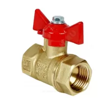 Кран шаровой латунь 11Б27фт1М Ду 32 Ру40 ВР бабочка красная VALFEX VF.217.LB1.114.N/P59