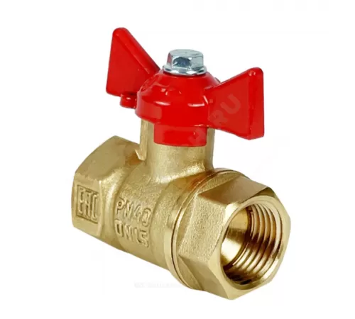 Кран шаровой латунь 11Б27фт1М Ду 32 Ру40 ВР бабочка красная VALFEX VF.217.LB1.114.N/P59