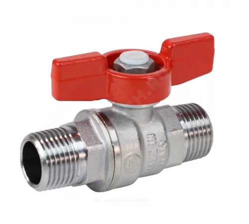 Кран шаровой латунь хром R253D Ду 15 Ру42 НР бабочка красная Giacomini R253X003