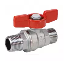 Кран шаровой латунь хром R253D Ду 25 Ру35 НР бабочка красная Giacomini R253X005
