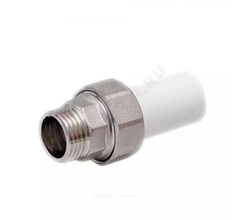Муфта трубная PP-R комбинированная разъемная белая Дн 25х1/2" Ру25 наруж пайка/НР VALFEX 10158115