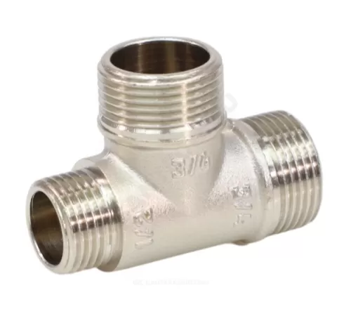 Тройник латунь никель переходной Ду 15х15х15 (1/2"х1/2"х1/2") НР/НР/НР VALFEX VF.131.N.012
