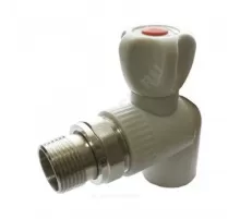 Клапан (вентиль) PP-R запорный серый Дн 20х1/2" Ру25 НР угловой для радиатора RTP (РосТурПласт) 15821