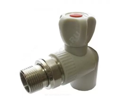 Клапан (вентиль) PP-R запорный серый Дн 20х1/2" Ру25 НР угловой для радиатора RTP (РосТурПласт) 15821 Клапан (вентиль) PP-R запорный серый Дн 20х1/2" Ру25 НР угловой для радиатора RTP (РосТурПласт) 15821