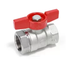 Кран шаровой латунь хром R251D Ду 32 Ру35 ВР бабочка красная Giacomini R251X006