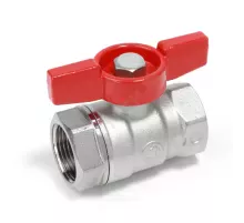 Кран шаровой латунь хром R251D Ду 32 Ру35 ВР бабочка красная Giacomini R251X006