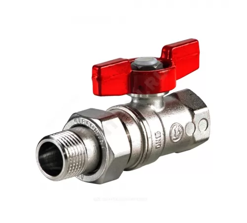 Кран шаровой латунь хром R259D Ду 20х25 Ру35 ВР/"американка" бабочка красная переходн Giacomini R259X006
