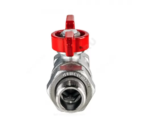 Кран шаровой латунь хром R259D Ду 25 Ру35 ВР/"американка" бабочка красная Giacomini R259X007