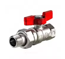 Кран шаровой латунь хром R259D Ду 25 Ру35 ВР/"американка" бабочка красная Giacomini R259X007