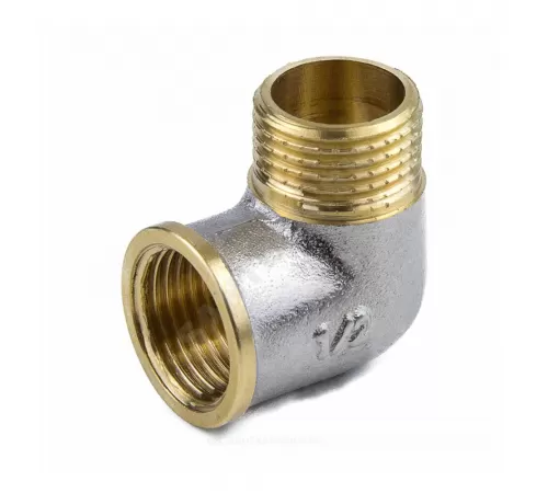 Угольник латунь никель Ду 15 (1/2") ВР/НР 9002 ГОСТ 32585-2013 Aquasfera 9002-01