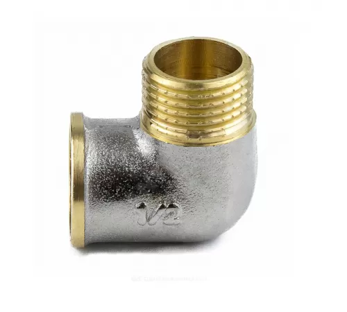 Угольник латунь никель Ду 15 (1/2") ВР/НР 9002 ГОСТ 32585-2013 Aquasfera 9002-01