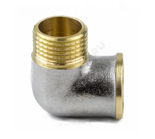 Угольник латунь никель Ду 15 (1/2") ВР/НР 9002 ГОСТ 32585-2013 Aquasfera 9002-01