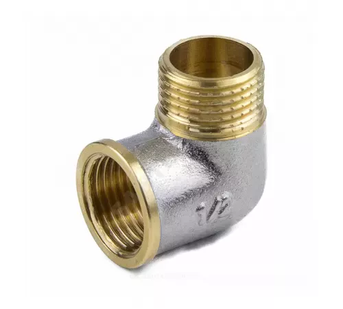 Угольник латунь никель Ду 15 (1/2") ВР/НР 9002 ГОСТ 32585-2013 Aquasfera 9002-01