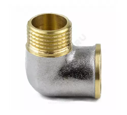 Угольник латунь никель Ду 15 (1/2") ВР/НР 9002 ГОСТ 32585-2013 Aquasfera 9002-01