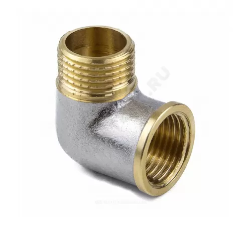 Угольник латунь никель Ду 15 (1/2") ВР/НР 9002 ГОСТ 32585-2013 Aquasfera 9002-01