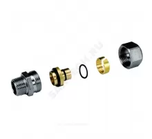 Муфта для МП/PE-X труб латунь хром Дн 20х2,5х1/2" НР R187M Giacomini R187MX061