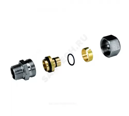 Муфта для МП/PE-X труб латунь хром Дн 26х3,0х3/4" НР R187M Giacomini R187MX105