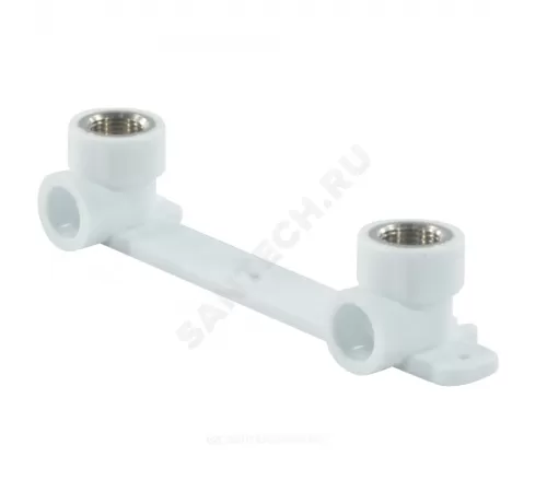 Планка PP-R монтажная белая Дн 20х1/2" ВР под смеситель с водорозетками VALFEX 10124020