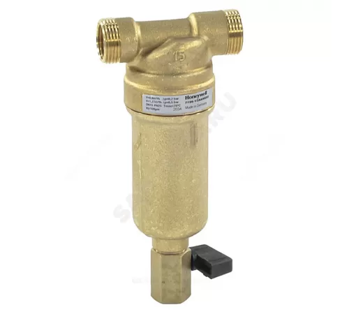 Фильтр сетчатый T-образный латунь Ду 15 Ру25 Тмакс=80 oC G1/2" НР FF06 с краном Honeywell-Braukmann FF06-1/2"AAM Фильтр сетчатый T-образный латунь Ду 15 Ру25 Тмакс=80 oC G1/2" НР FF06 с краном Honeywell-Braukmann FF06-1/2"AAM