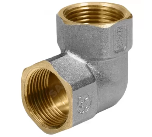 Угольник латунь никель Ду 25 (1") ВР/ВР 9001 ГОСТ 32585-2013 Aquasfera 9001-03