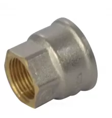 Муфта латунь никель переходная Ду 15х10 (1/2"х3/8") ВР/ВР 9019 ГОСТ 32585-2013 Aquasfera 9019-09