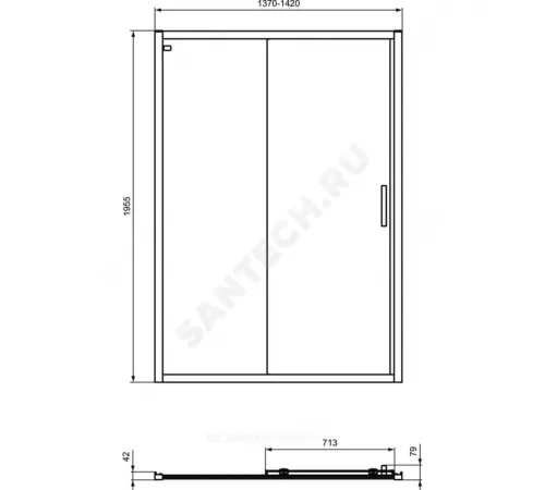 Дверь душевая CONNECT 2 1400х1950мм Ideal Standard K9278V3
