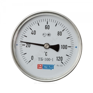Термометр биметаллический осевой Дк100 L=100мм G1/2" 120С ТБ100 Метер