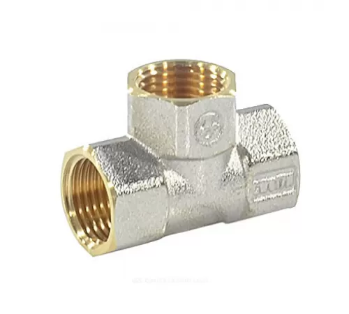 Тройник латунь никель Ду 25 (1") ВР/ВР 9007 ГОСТ 32585-2013 Aquasfera 9007-03