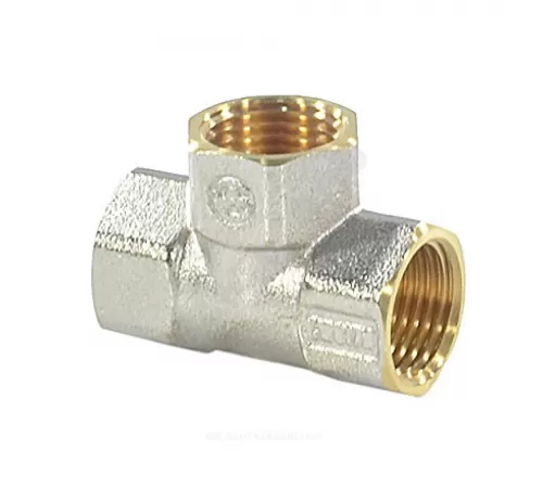Тройник латунь никель Ду 25 (1") ВР/ВР 9007 ГОСТ 32585-2013 Aquasfera 9007-03