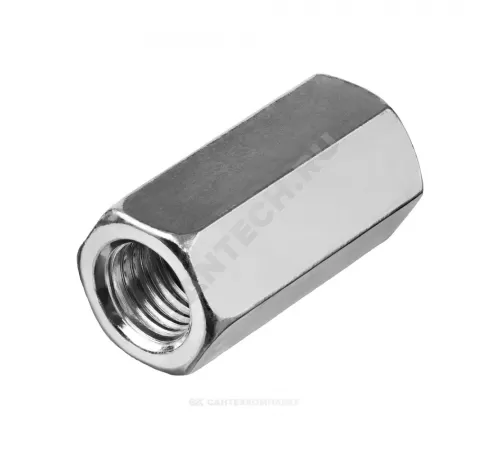 Гайка удлиненная стальная оц М10х30 к.п. 5 шестигранная DIN 6334