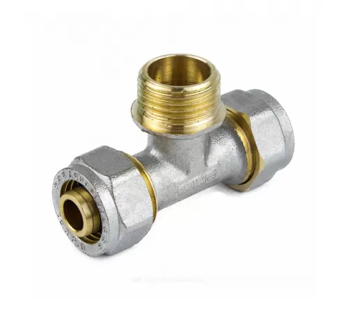 Тройник МП латунь никель обжим Дн 16х1/2"х16 НР ГОСТ 32415-2013 7014 Aquasfera 7014-01