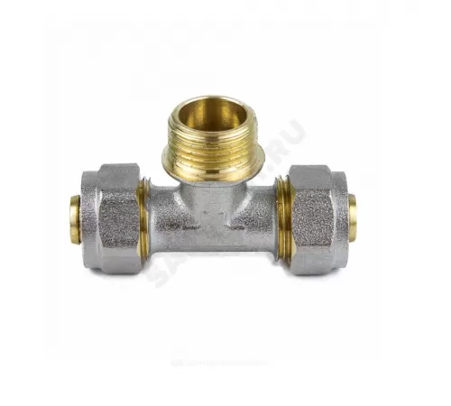 Тройник МП латунь никель обжим Дн 16х1/2"х16 НР ГОСТ 32415-2013 7014 Aquasfera 7014-01